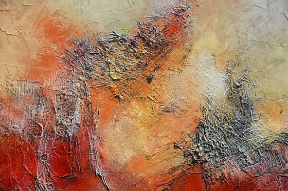 Red Mountains, 30" x 60" x 1.5"  (76 cm x 152 cm x 3.8 cm) - large red abstract landscape