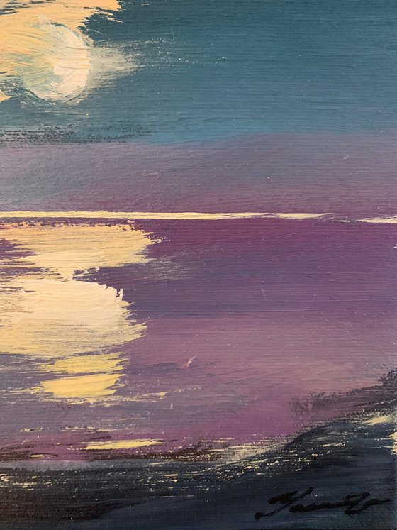 Small framed seascape - "Night sky" - Landscape - Seascape - Sea - Ocean