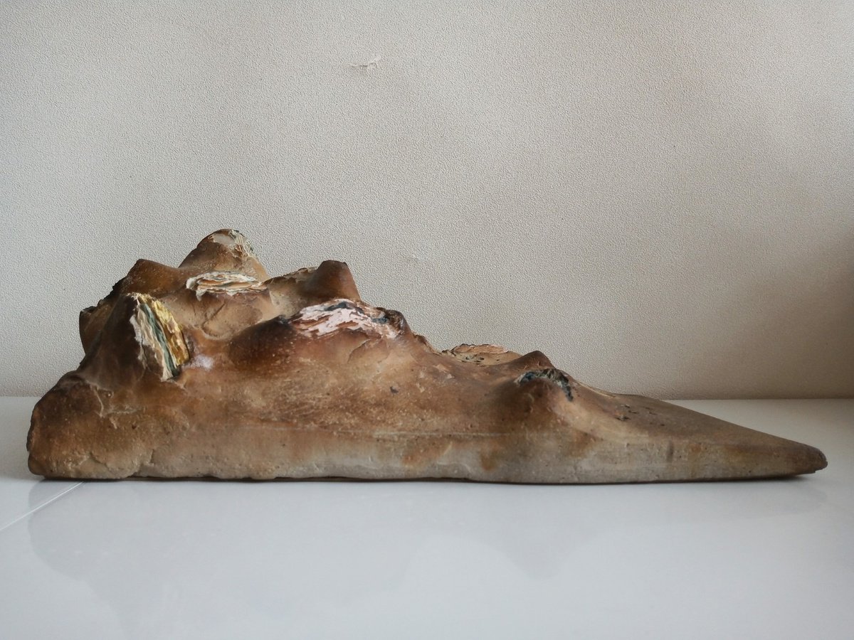 Impressionistic Landscape Clay Sculpture By Rossitza Trendafilova, 12 X 4", "High Tide", Original Artwork