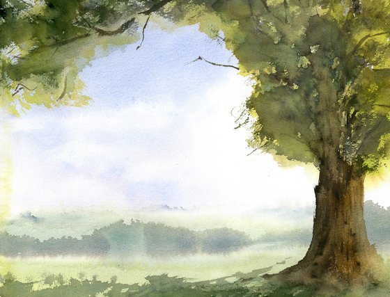 Tree Landscape - Original Watercolor