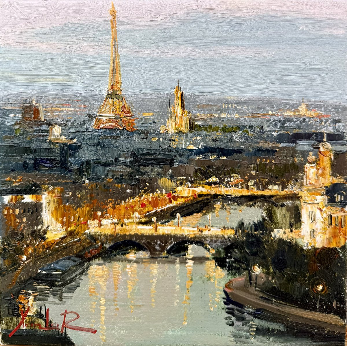 Eiffel In Amber Light By Khanlar Asadullayev, 7 X 7, Artwork For Sale On Artfinder