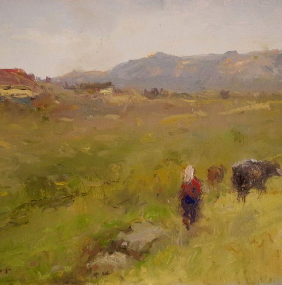 Back to Home, Landscape, Original oil Painting, Impressionism, Signed, One of a Kind