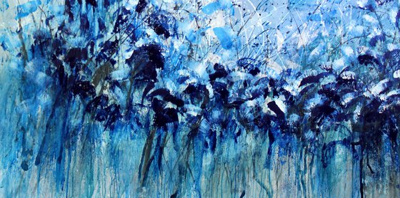 "Riding The Blues" - Super sized floral landscape painting