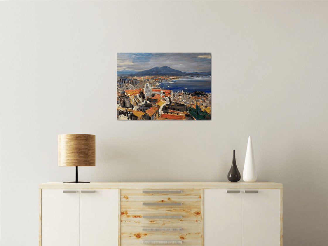 Original Acrylic Painting - Napoli Vesuvio View Impression by