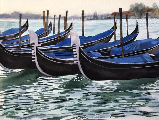 Venice cityscape with gondolas