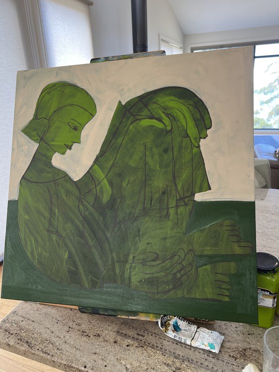 Lady and Cat with big hands and feet