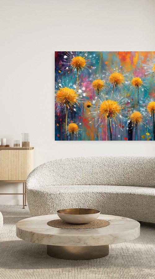 Dandelions in sunny colors by Rimma Savina