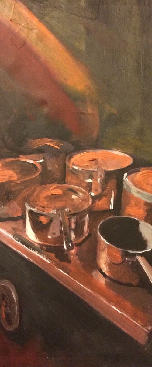 Shiny Georgian Copper Pots by Andrew  Reid Wildman
