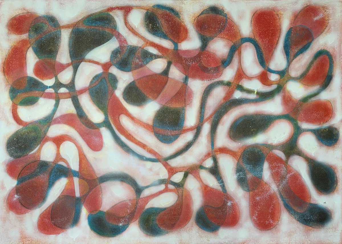 Abstract Acrylic Painting By Maarit Korhonen, 55 X 39", Hustle, Original Artwork