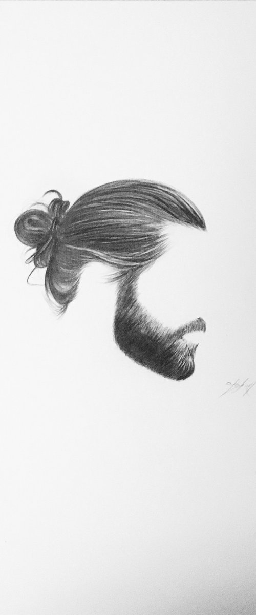 Man bun silhouette by Amelia Taylor