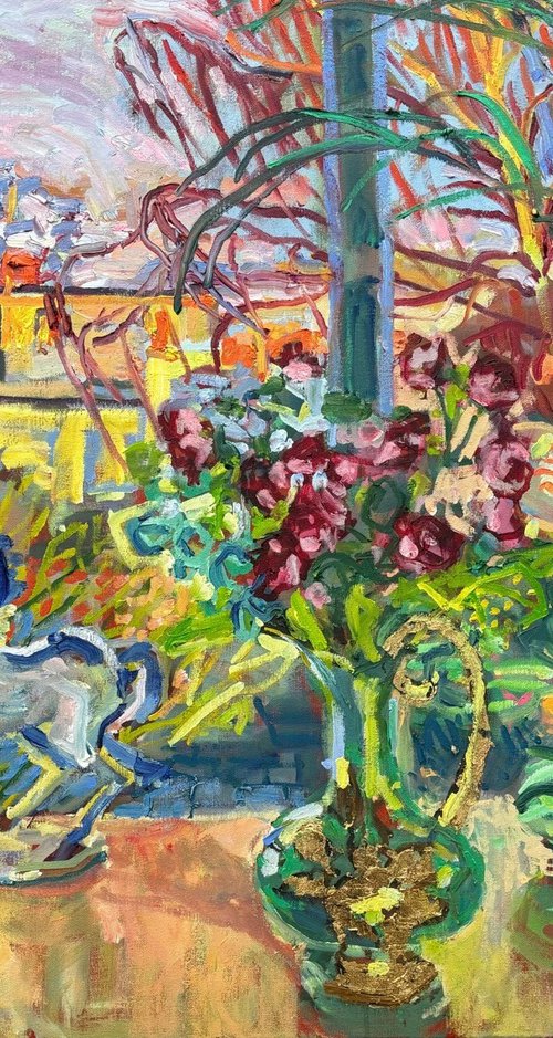 White horse with coffee jug still life by Emma Pilkington