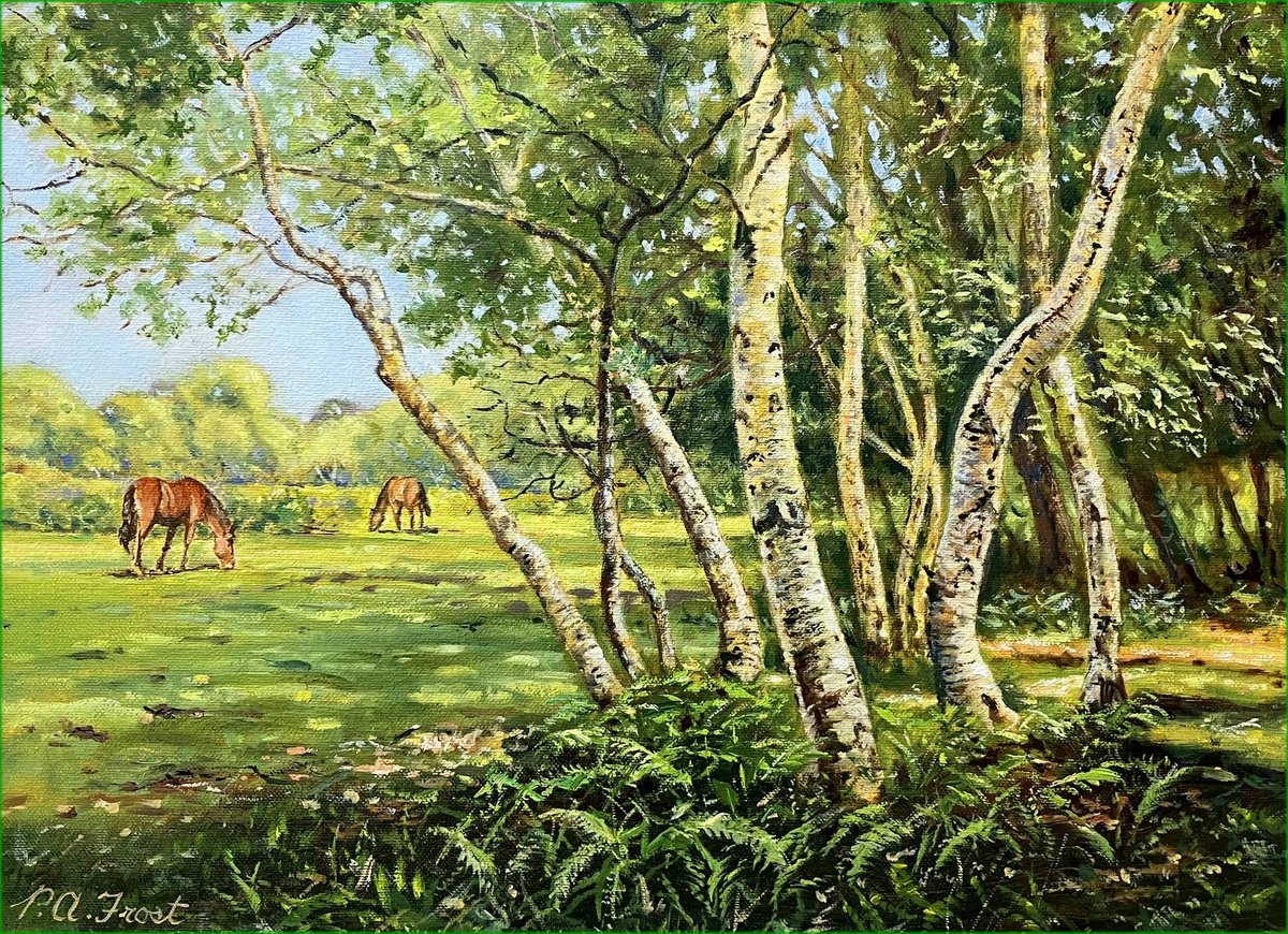 Illustrative Oil Painting , The Grove Of Birch Trees By Peter Frost, 20 X 16, Artwork For Sale On Artfinder