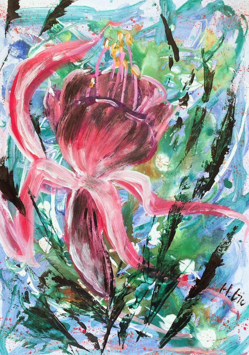 Abstract Still Life Acrylic Painting By Hsin Lin, 11 X 15, Find Your Flow, Original Artwork