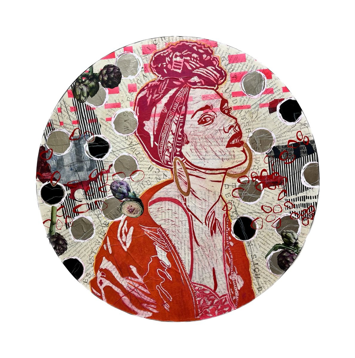 Portrait Painting By Marita Tobner, 31 X 31", Thing