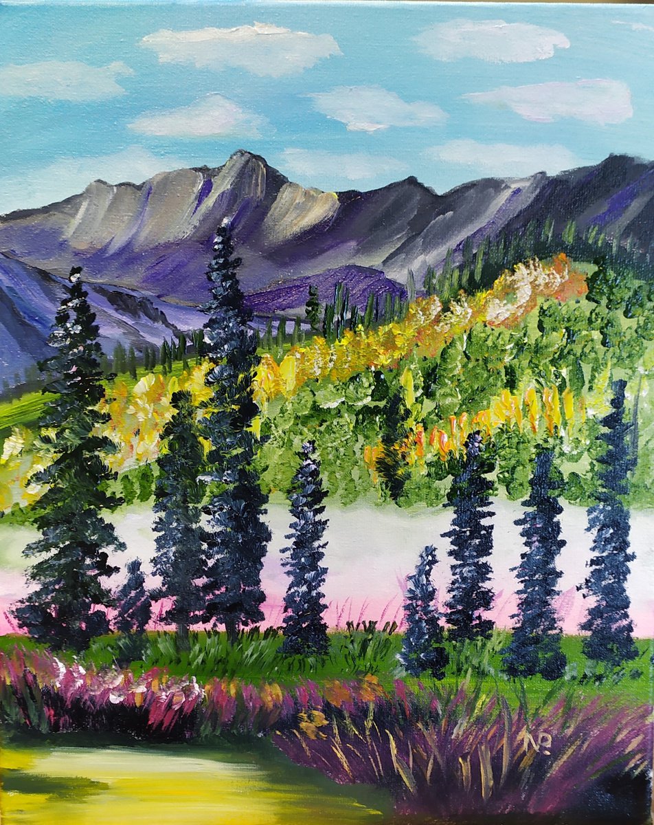 Autumn in mountains, original landscape oil painting, bedroom painting, Gift by Nataliia Plakhotnyk