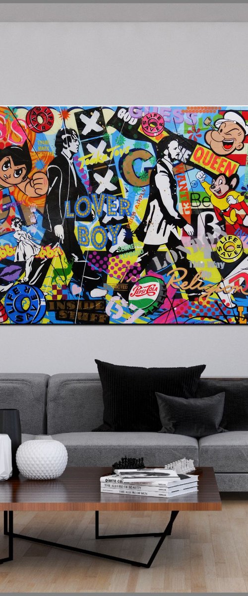 She Loves You Yeah Yeah Yeah 240cm x 120cm The Beatles Textured Urban Pop Art by Franko