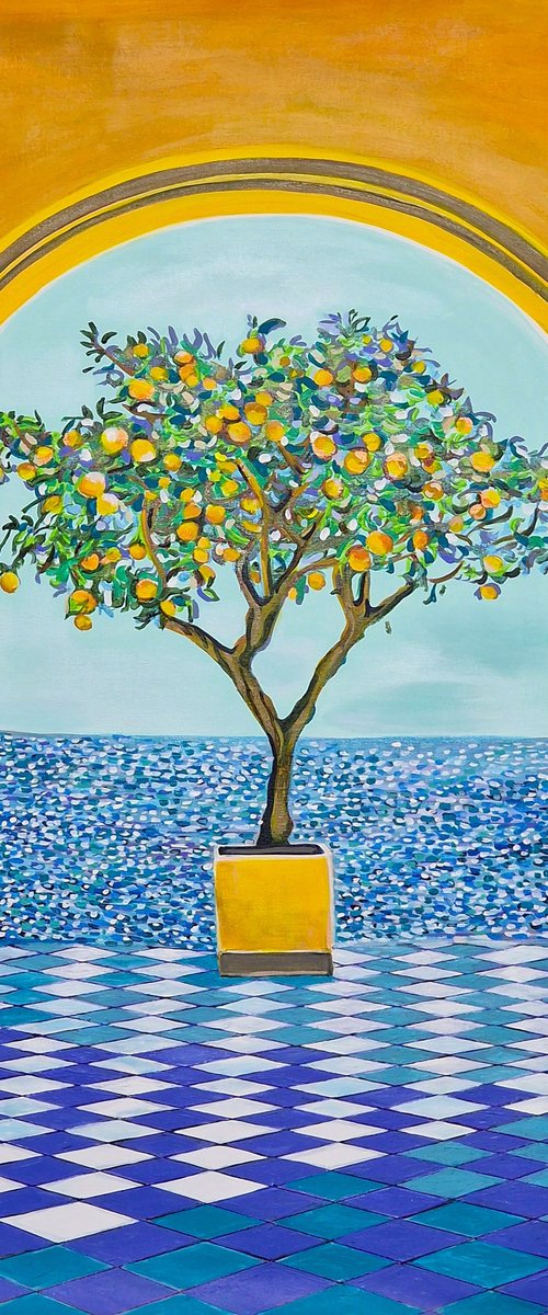 Seascape with orange tree by Alexandra Djokic
