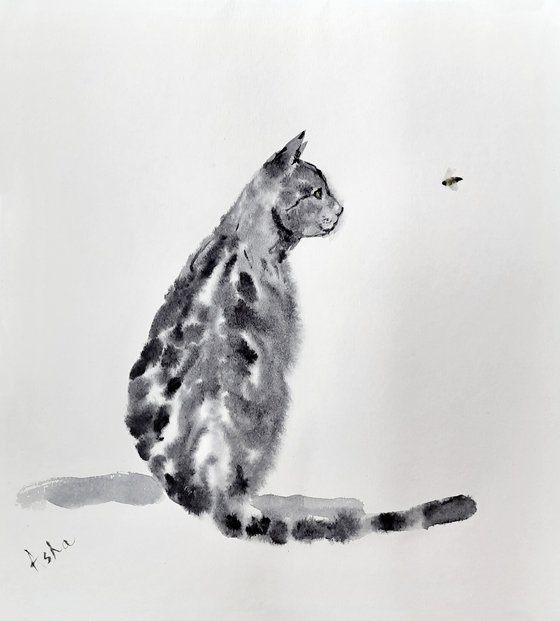 Tabby Cat and the Bumblebee