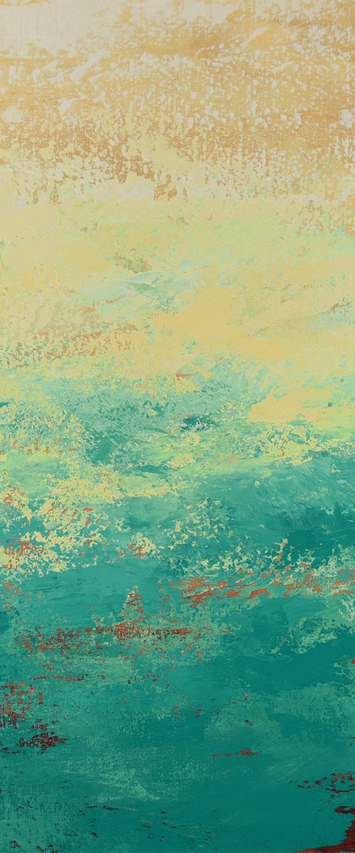 Teal Yellow - Modern Abstract Expressionist Seascape by Suzanne Vaughan