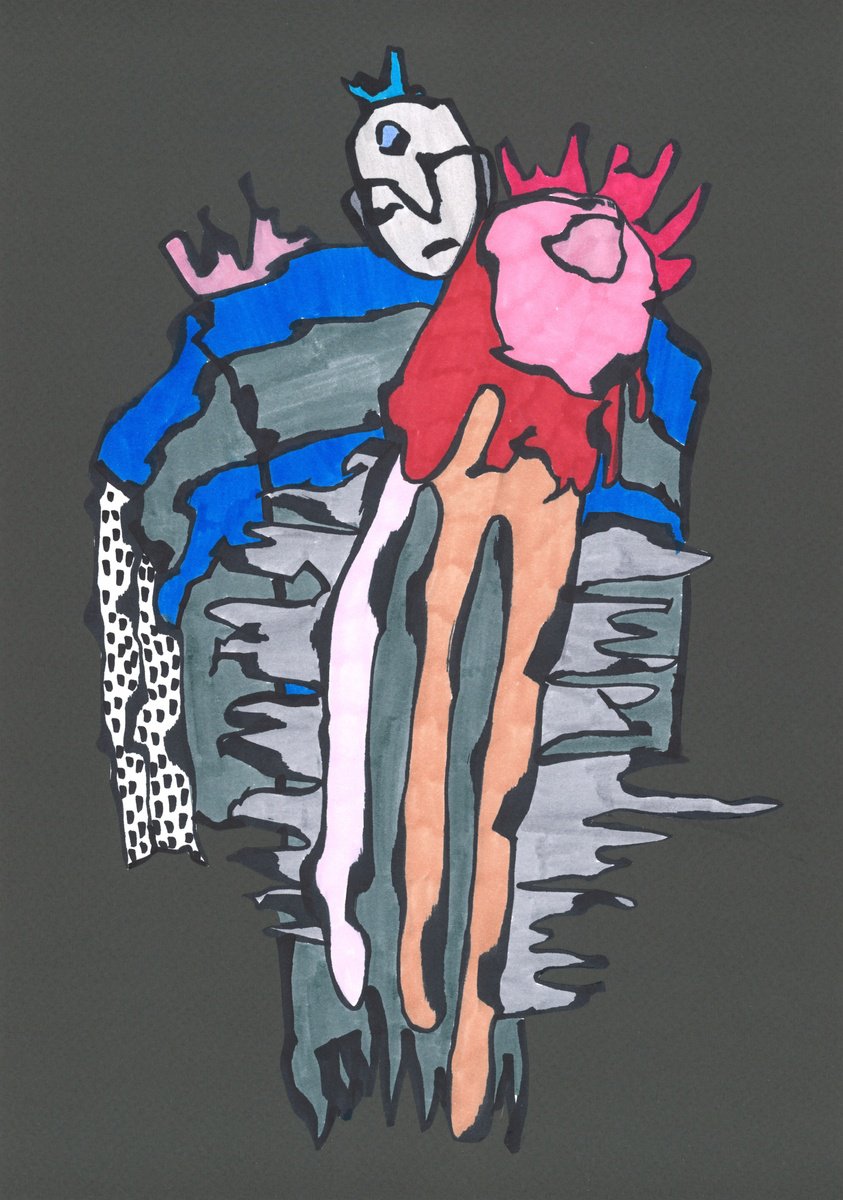 Portrait Ink Drawing By Sofi Ginger, 8 X 12", Tears Of Time, Original Artwork