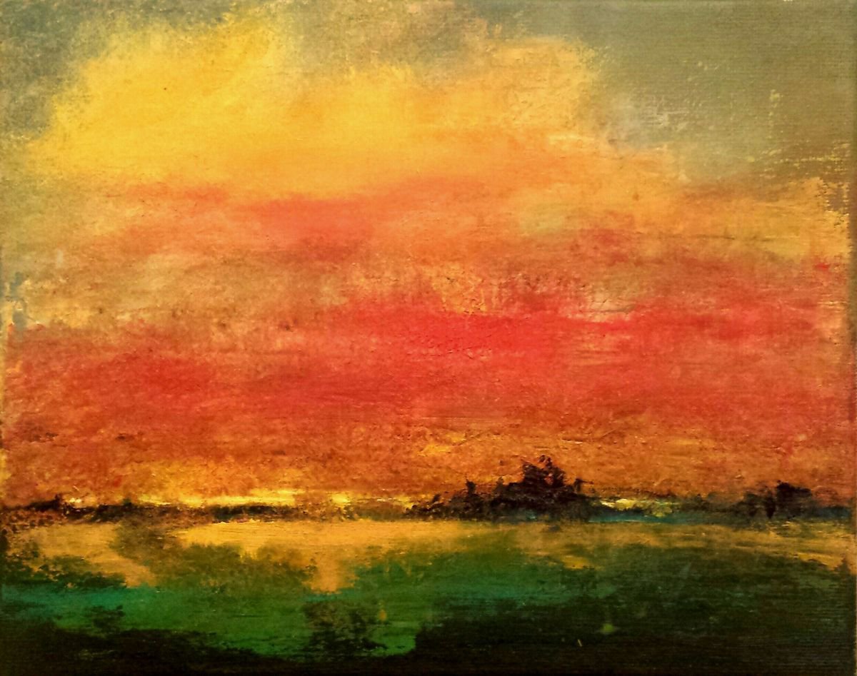 Red Sky Oil Painting by Louise Pirrotta