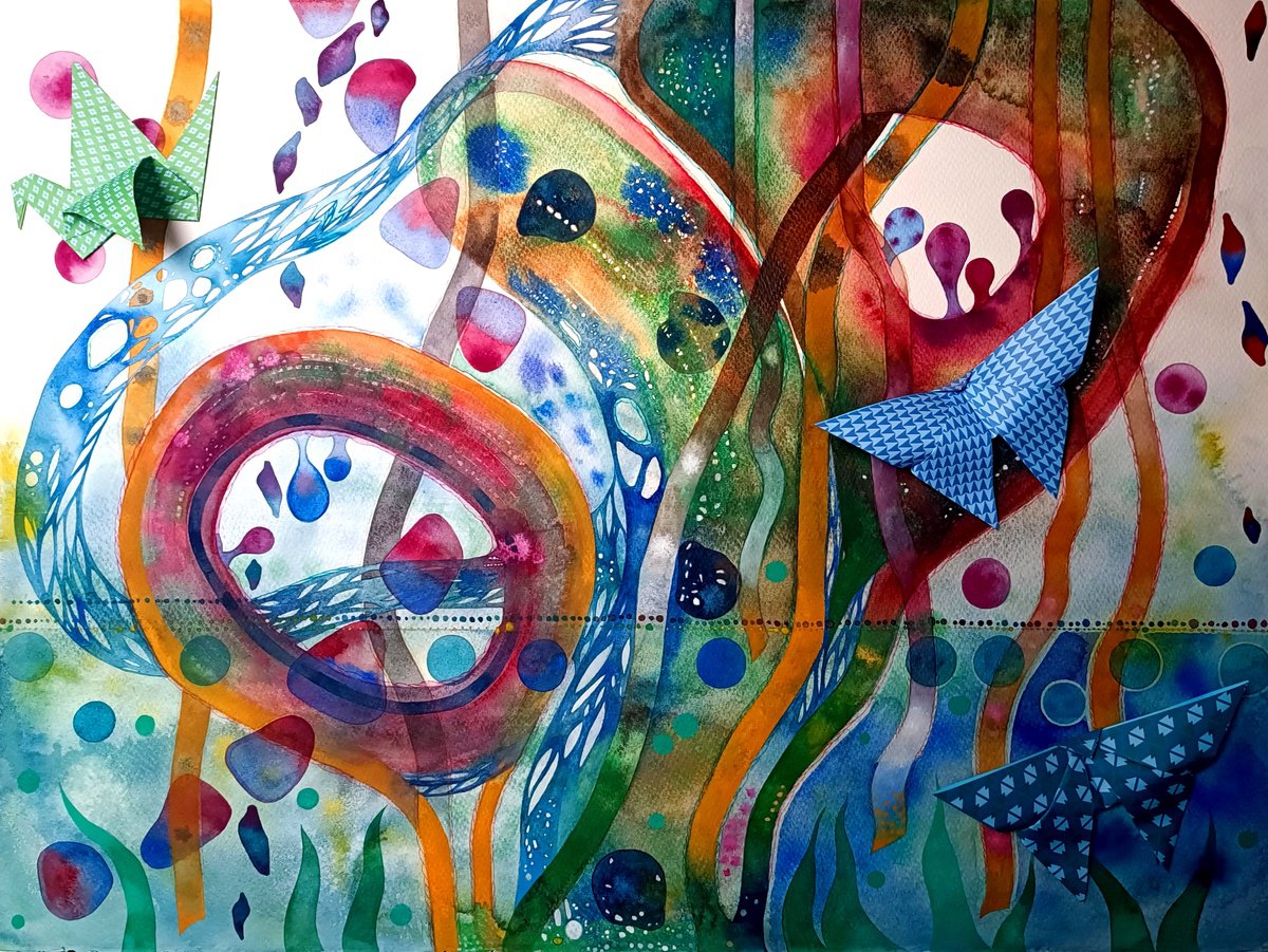 Organic Watercolour , Alberi By Ilaria Finetti, 30 X 22, Artwork For Sale On Artfinder