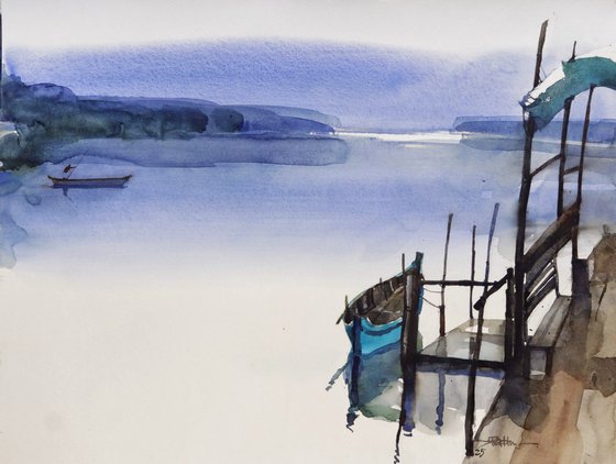 Peaceful pier to backwater