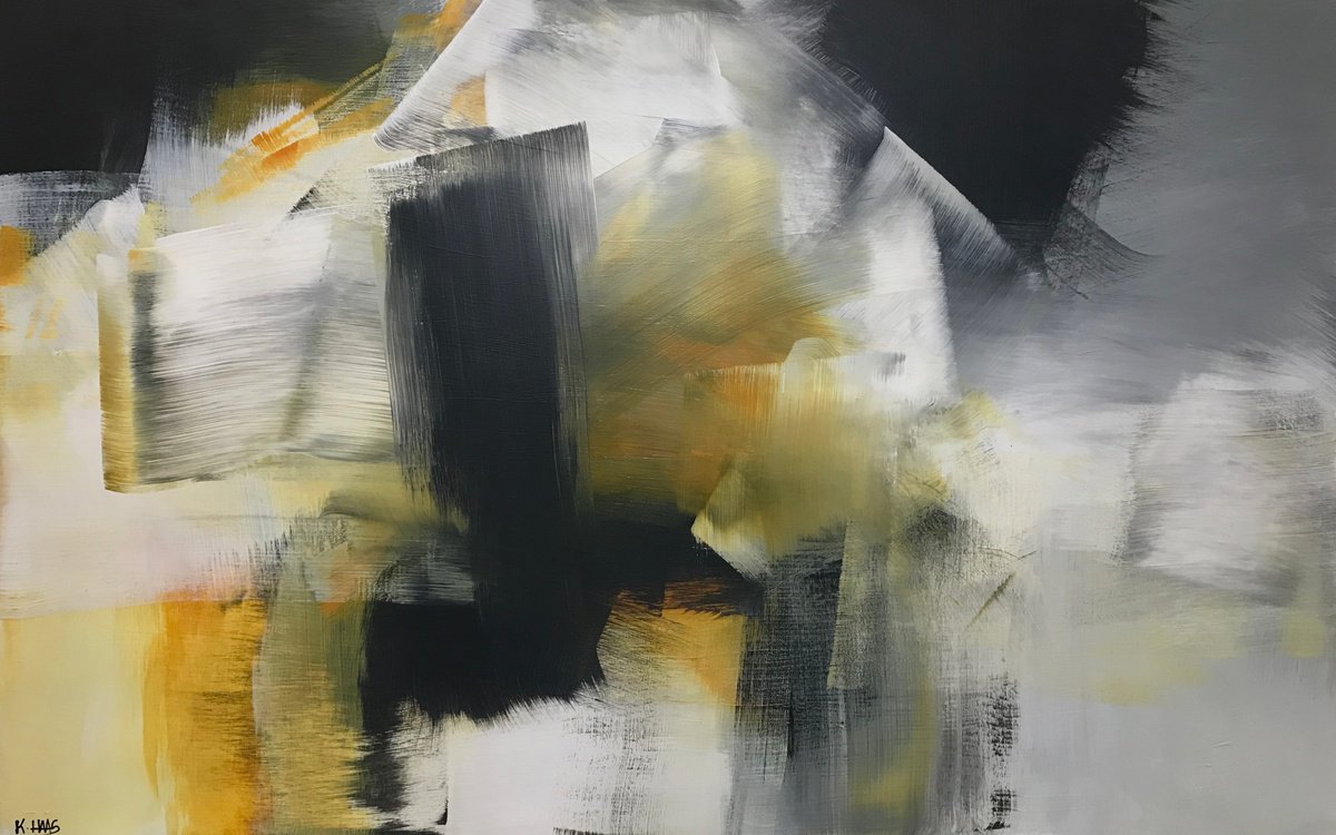 Organic Abstract Acrylic Painting By Kris Haas, 48 X 30", Rhythm Of The Midnight Sky, Original Artwork