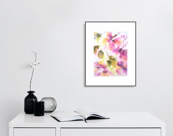 Diptych with pink abstract flowers