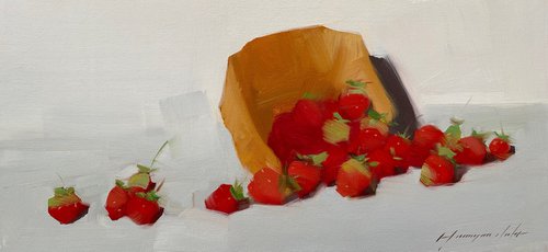 Strawberries, Original oil painting, Handmade artwork, One of a kind by Vahe Yeremyan