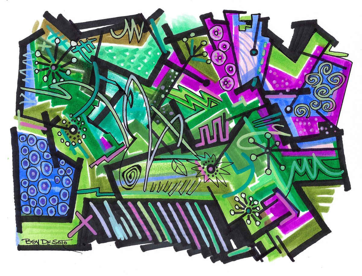 Abstract Acrylic Painting By Ben De Soto, 12 X 9, Abstract E, Original Artwork