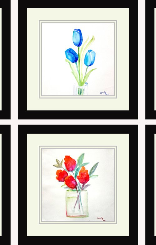 Set of 6 flowers 3 by Sonaly Gandhi