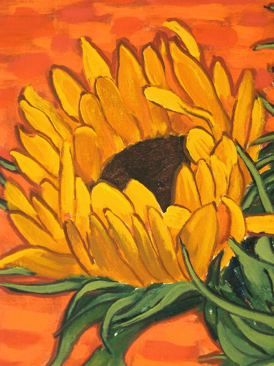 Three Sunflowers in a Vase
