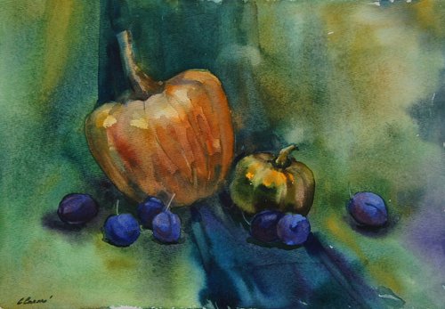 Pumpkin and plum by Elena Sanina