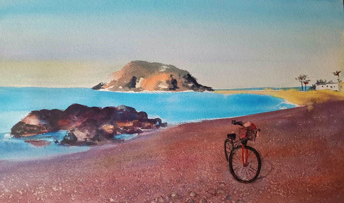 Impressionistic Watercolour , Bike 2 By Marina Del Pozo, 16 X 12, Artwork For Sale On Artfinder