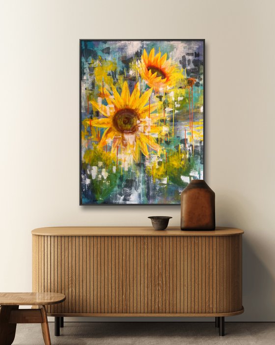 Let me be free ! Abstract Sunflower art