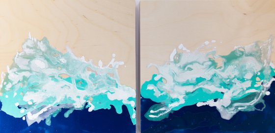 Abstract Sea Wave Ocean (diptych)