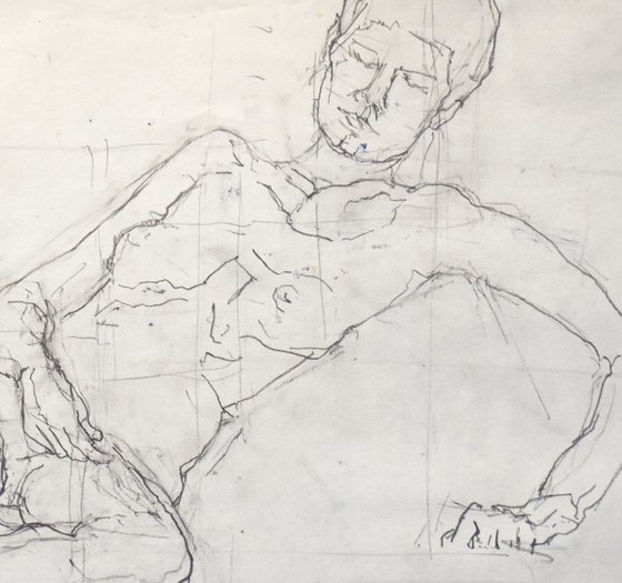 Study of a female Nude - Life Drawing No 502