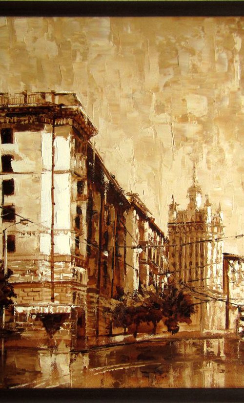 City after rain, street  "Rosa Luxemburg"(Роза Люксембург) by Aleksandr Neliubin