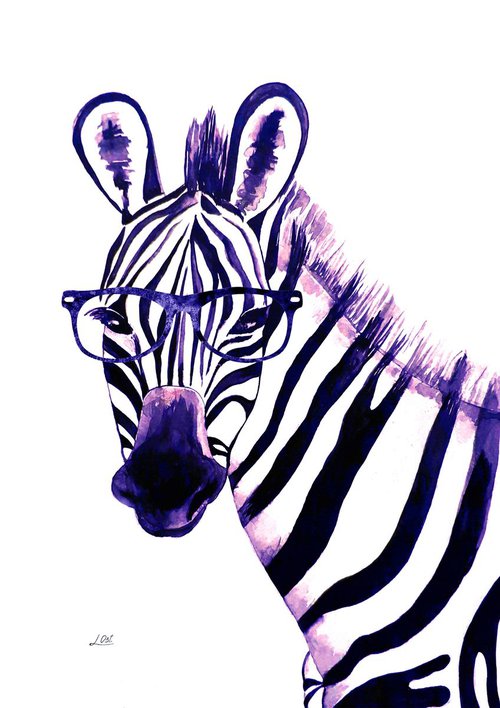 Zebra with glasses by Luba Ostroushko
