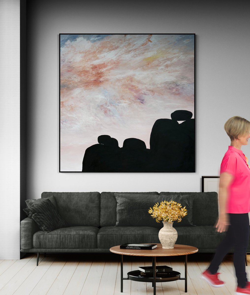 Organic Landscape Acrylic Painting By Tania Chanter, 71 X 71", The Weight Of Memory, Original Artwork