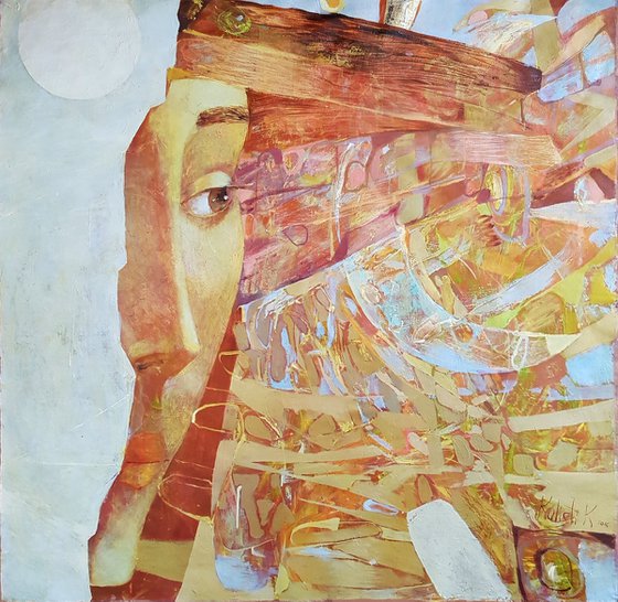 Large abstract, woman painting