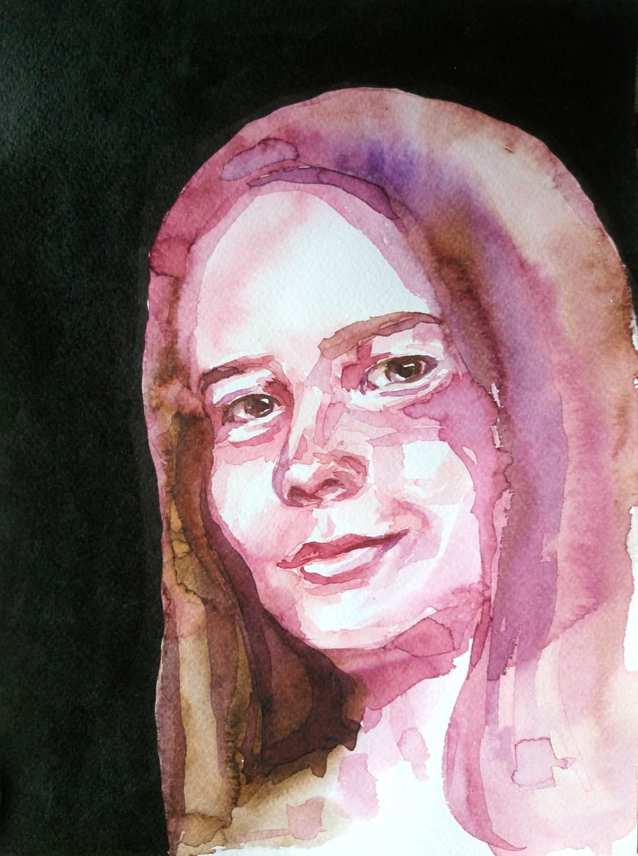 Are you sure? - GIRL PORTRAIT - ORIGINAL WATERCOLOR PAINTING. by Mag Verkhovets