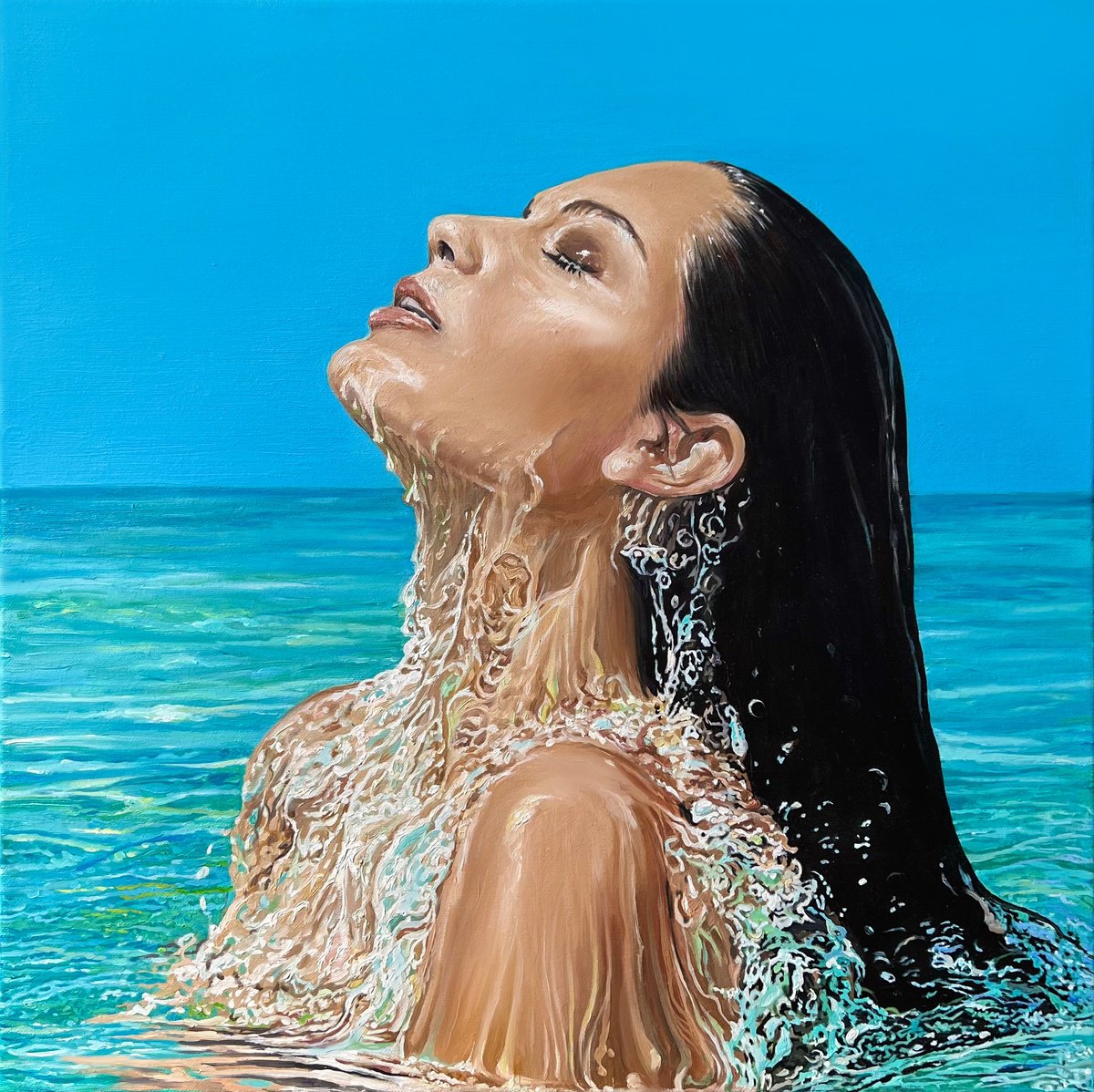 Photorealistic Portrait Oil Painting By Daria Dudochnykova, 20 X 20, Renewal, Original Artwork