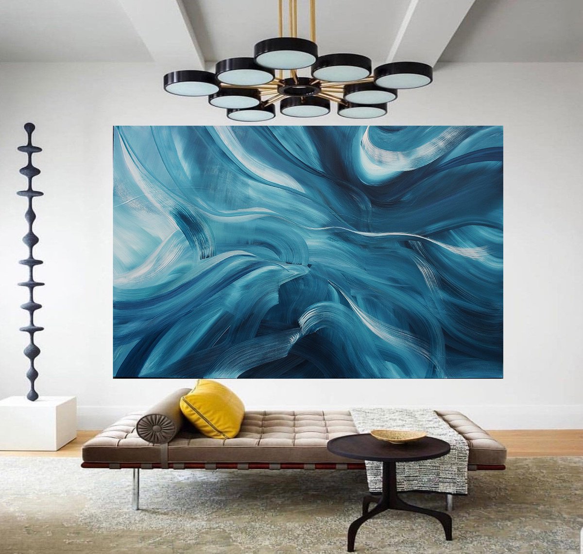 Organic Abstract Acrylic Painting By Susan Wooler, 59 X 39", Turbulence, Original Artwork