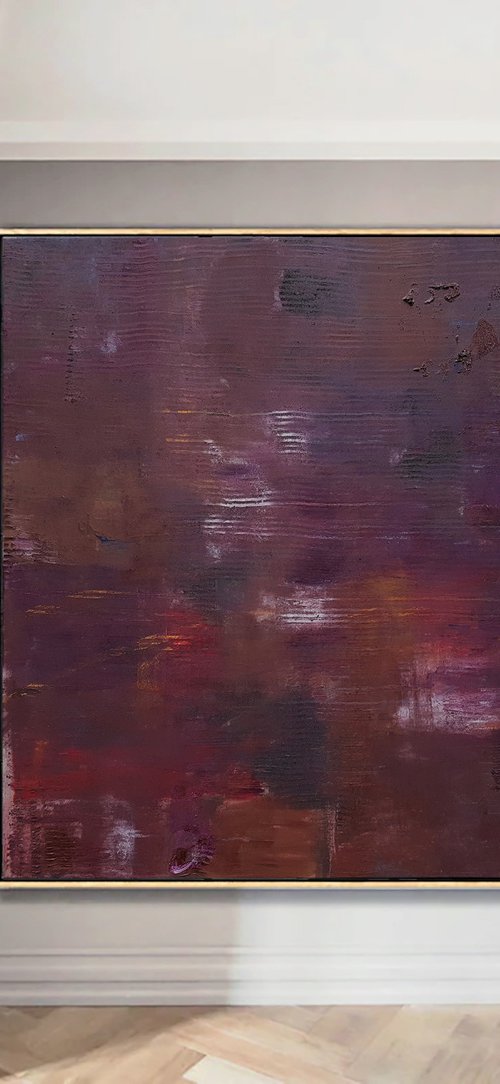 XXL large red oil painting by Gabriel Prundeanu