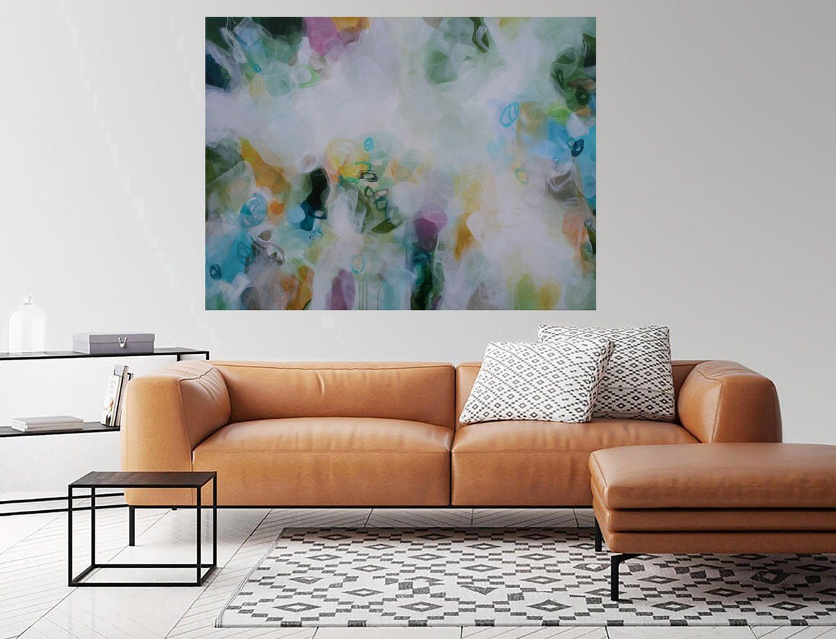Abstract Acrylic Painting By Susan Wooler, 48 X 36", A Fleeting Moment, Original Artwork