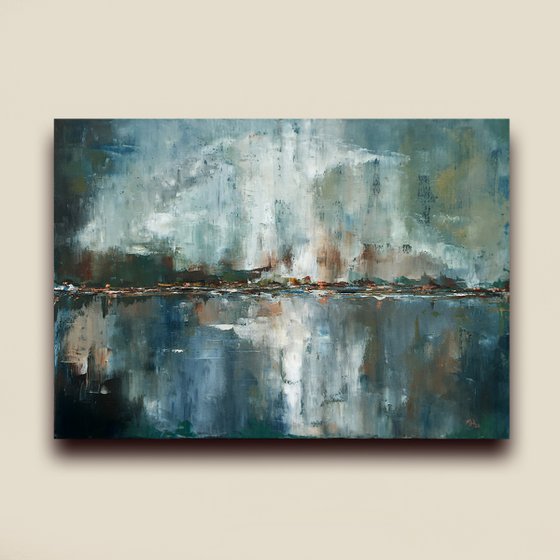 Storm from the Sea - Abstract Oil Landscape Painting