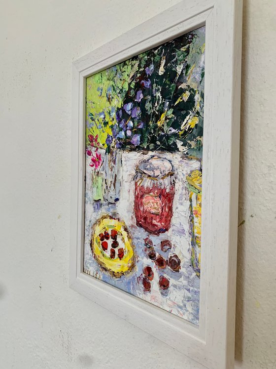 Still life with cherries