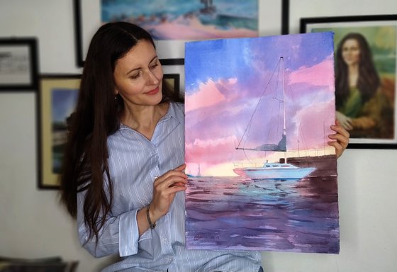 Sunset sailboat